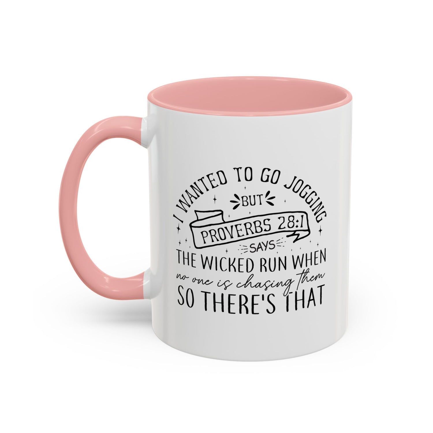 Inspirational Coffee Mug for Christian Joggers, Proverbs 28:1 Quote Mug, Funny Workout Gift, Motivational Drinkware, Exercise Humor