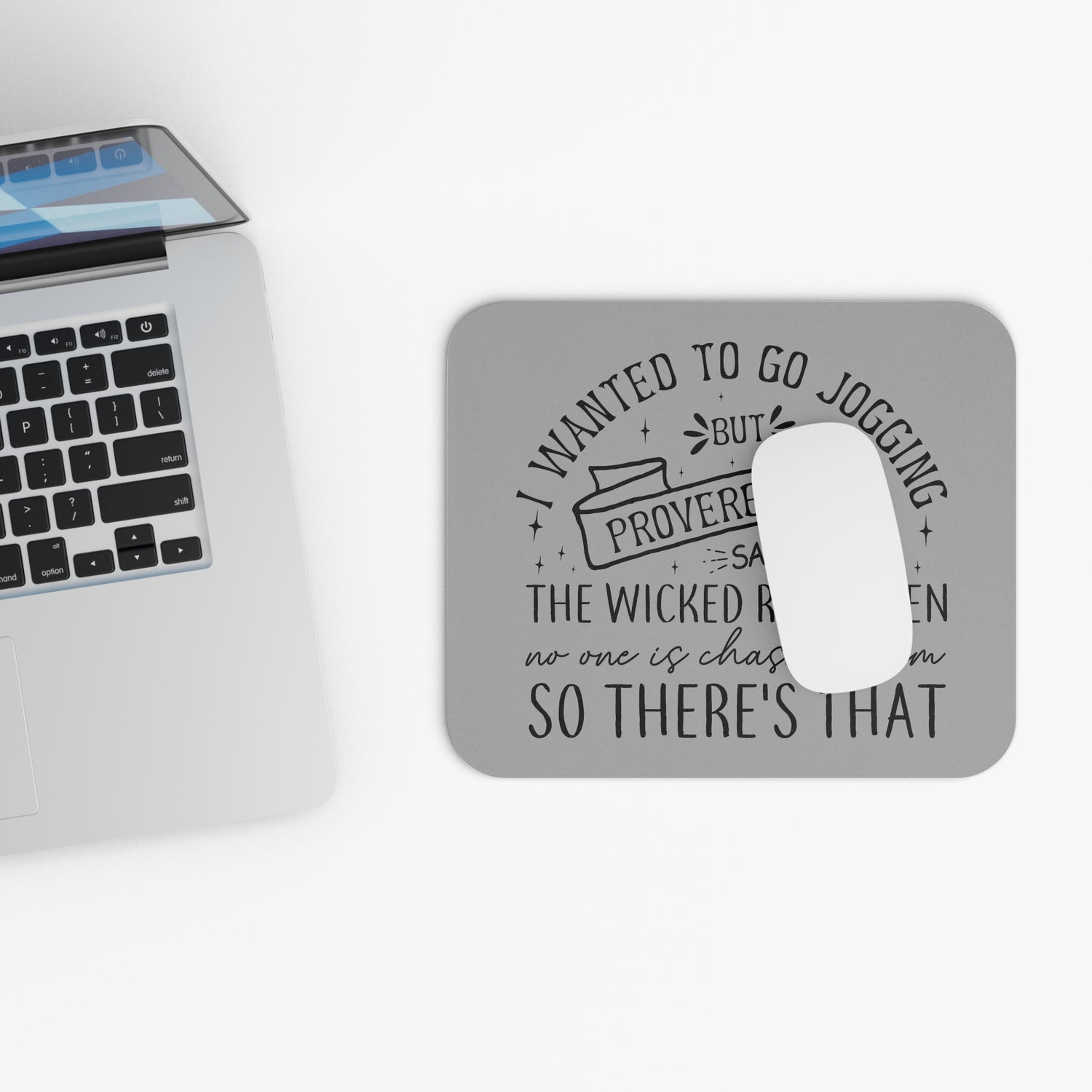 Funny Mouse Pad with Proverbs 28:1 Quote, Home Office Decor, Gift for Gamers, Unique Desk Accessory, Motivational Workstation