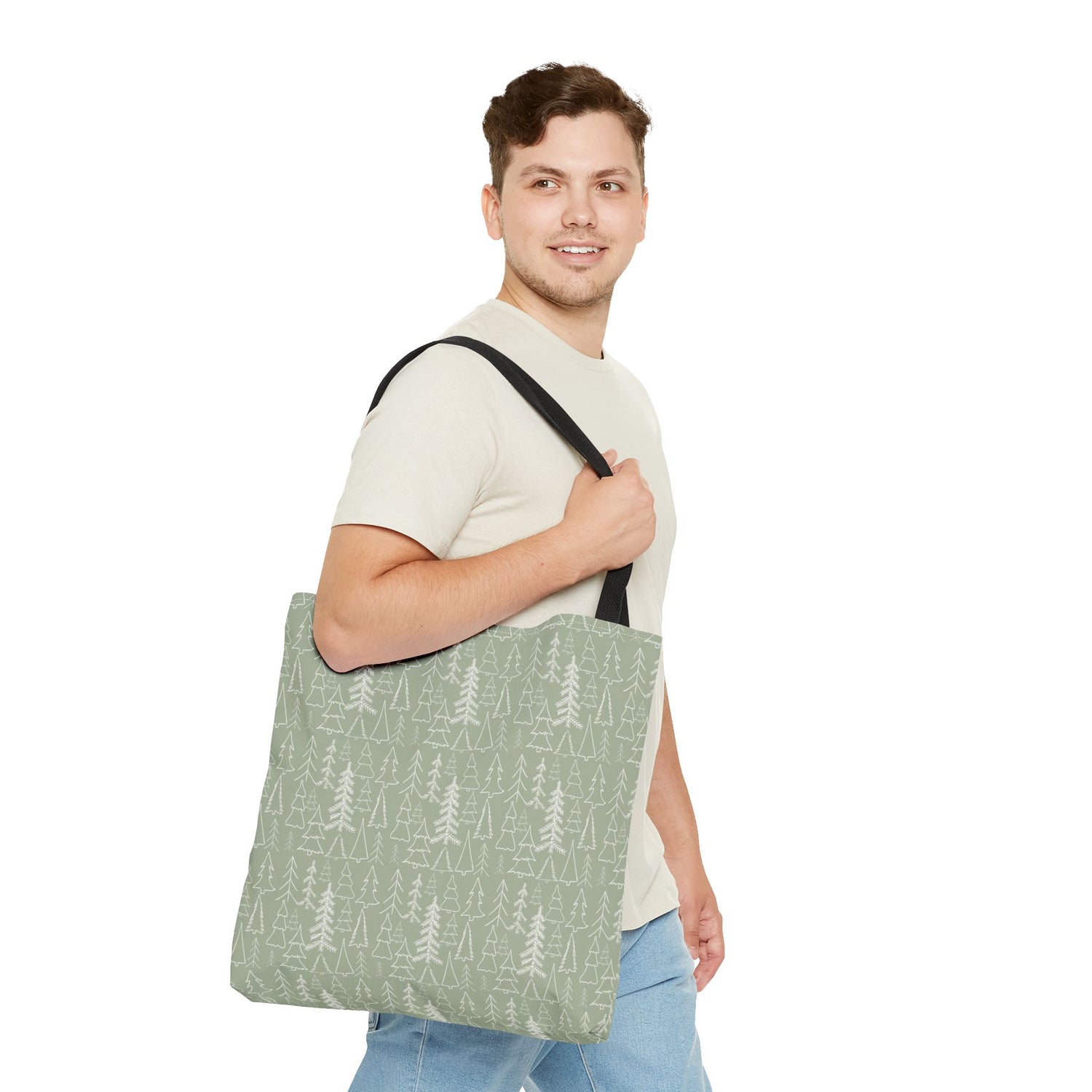 Cream Christmas Trees Tote Bag