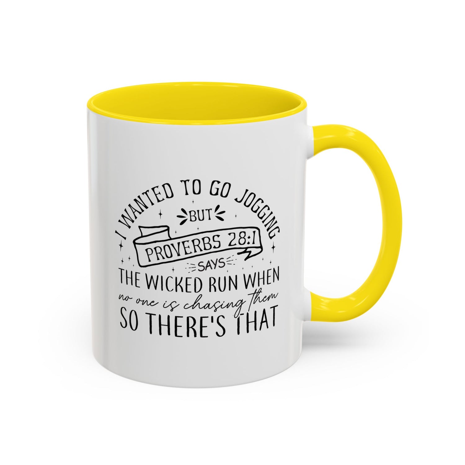 Inspirational Coffee Mug for Christian Joggers, Proverbs 28:1 Quote Mug, Funny Workout Gift, Motivational Drinkware, Exercise Humor