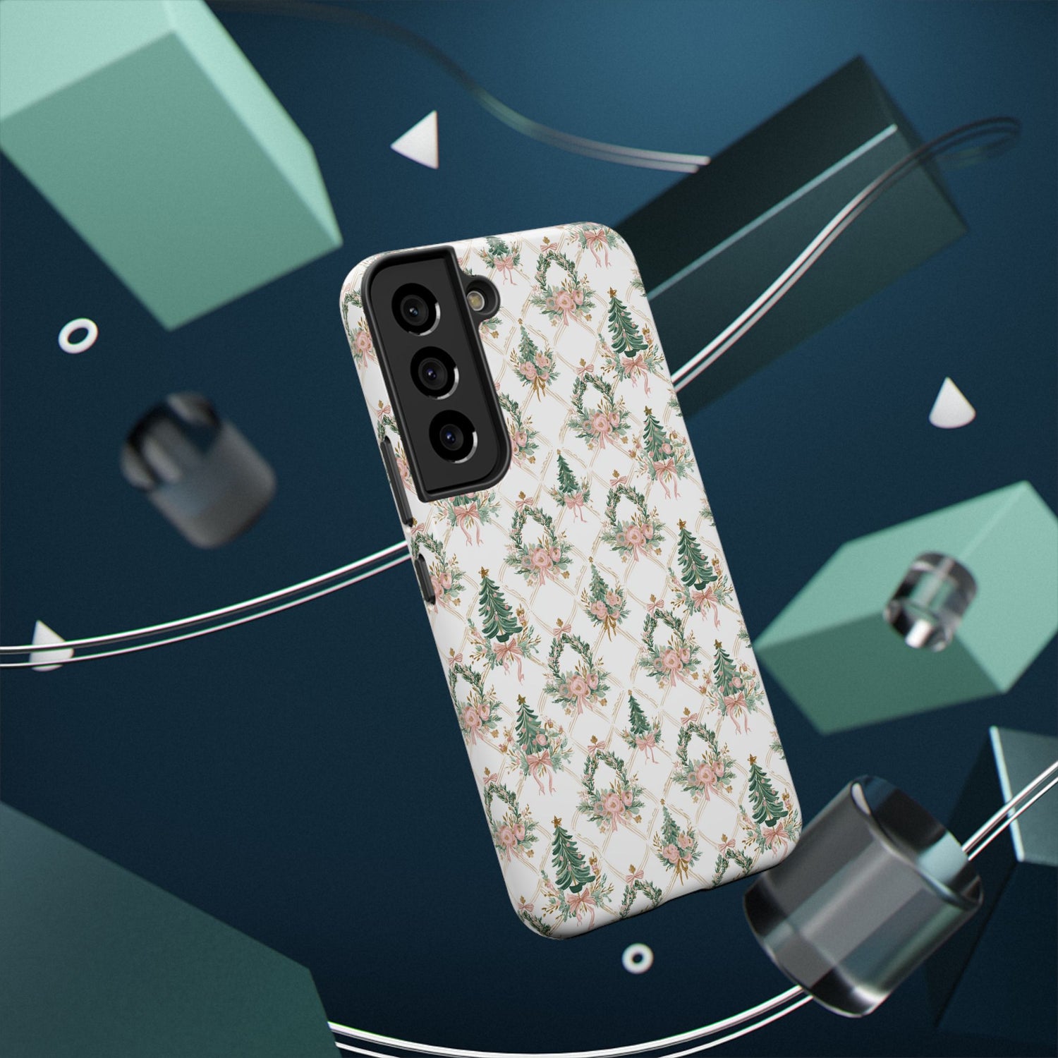 Impact-Resistant Phone Case - Festive Floral Design, Impact-Resistant, iPhone, Samsung