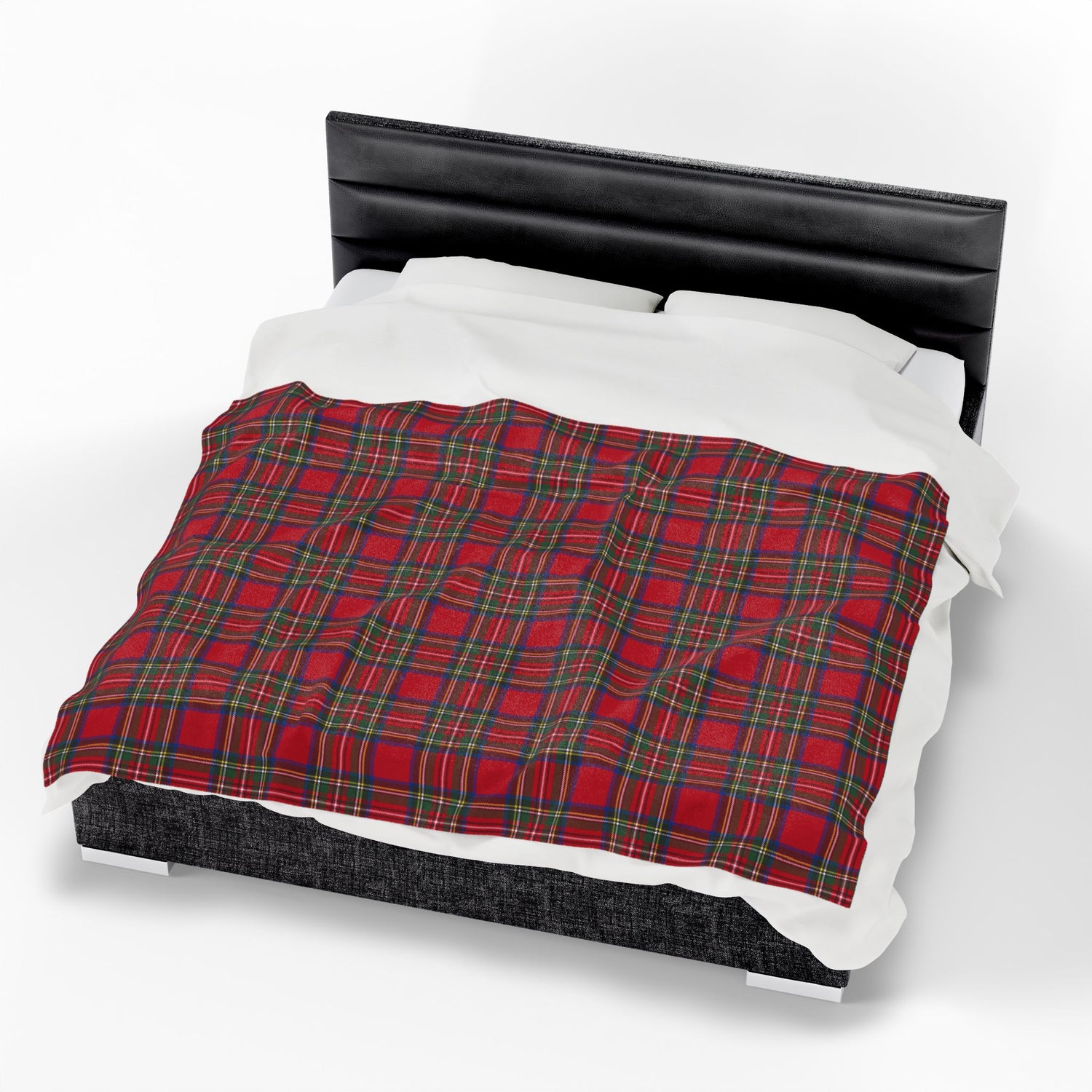 Cozy Plaid Velveteen Blanket Throw in Red Tartan Plaid