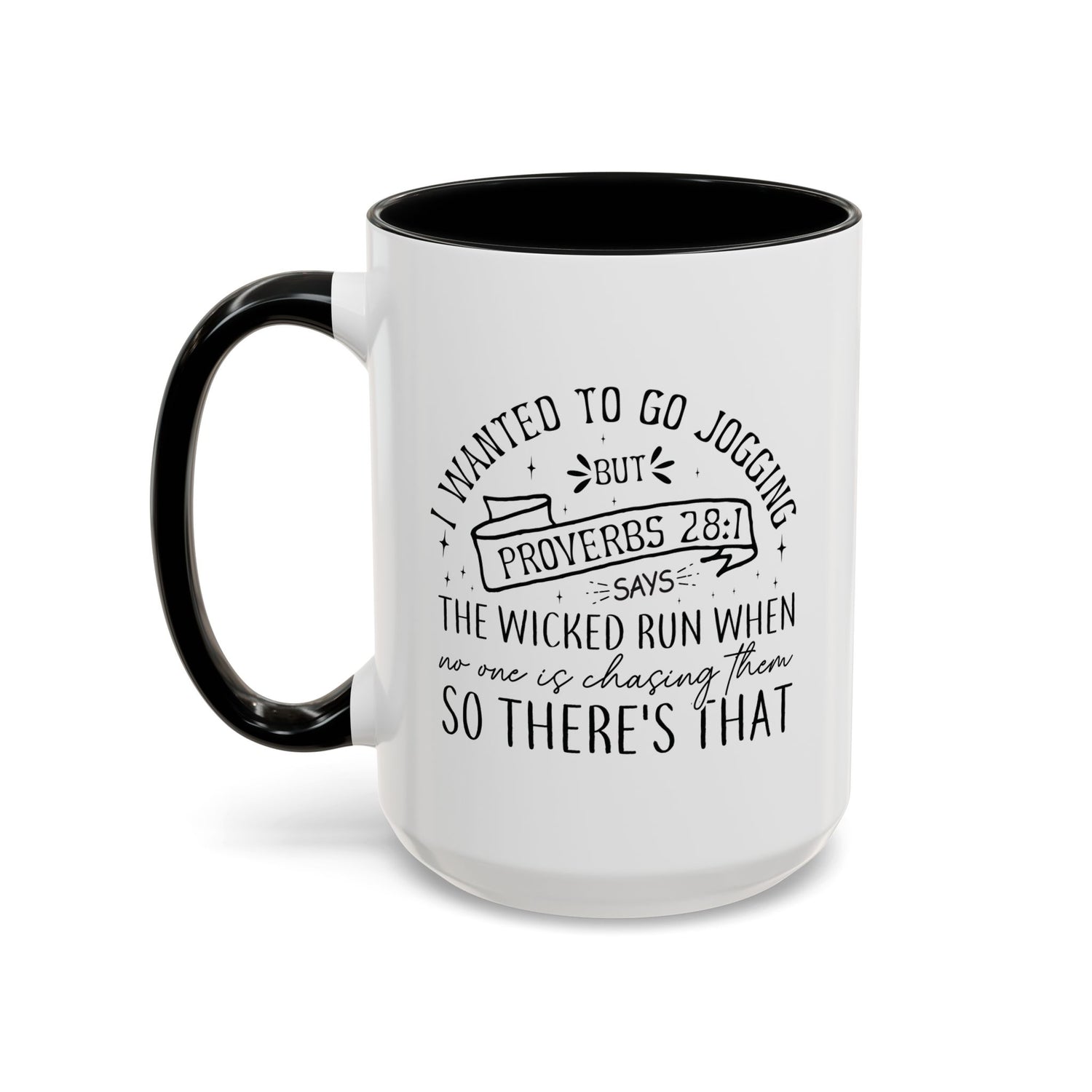 Inspirational Coffee Mug for Christian Joggers, Proverbs 28:1 Quote Mug, Funny Workout Gift, Motivational Drinkware, Exercise Humor