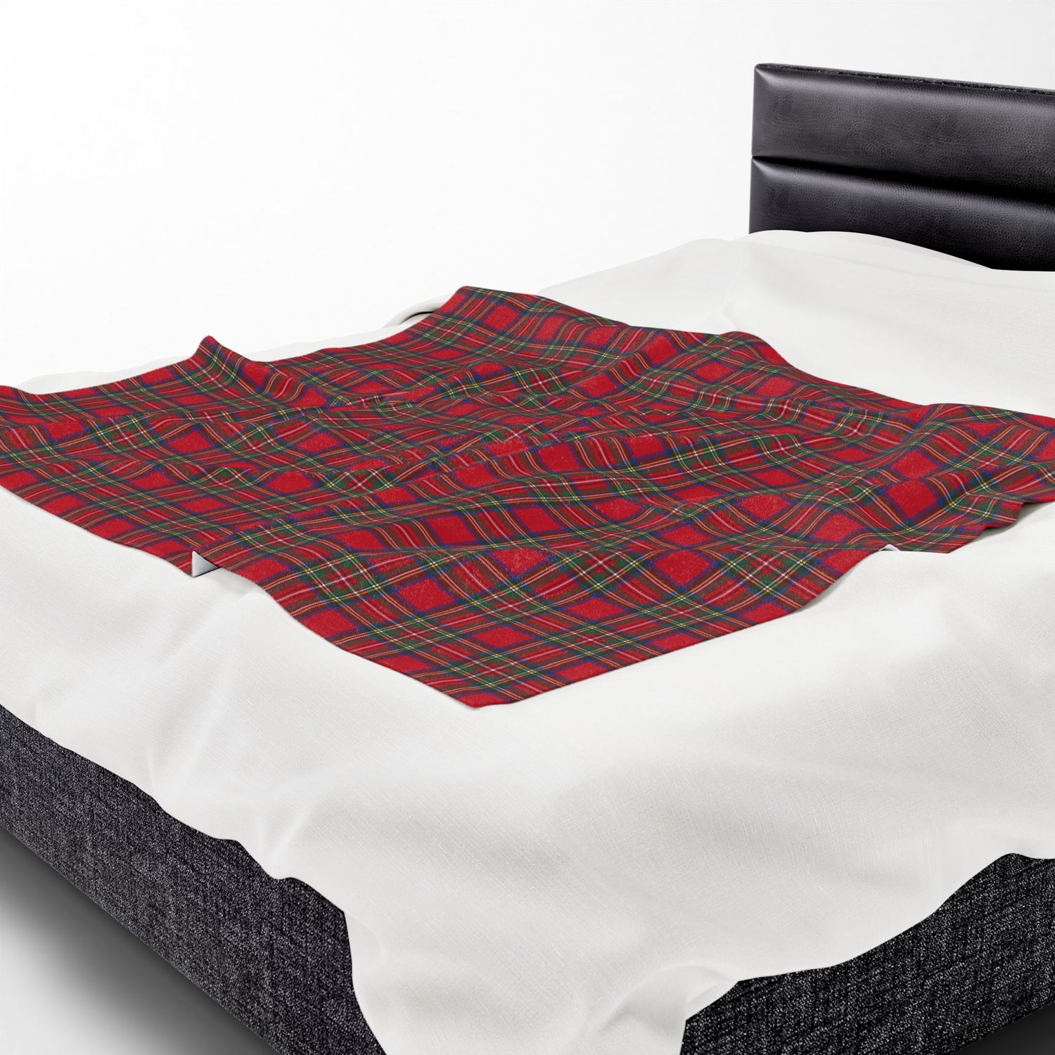 Cozy Plaid Velveteen Blanket Throw in Red Tartan Plaid