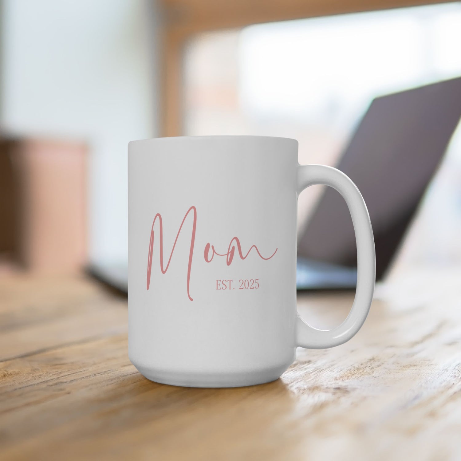 New Mom Mug: Mom Est. 2025 Pink Design