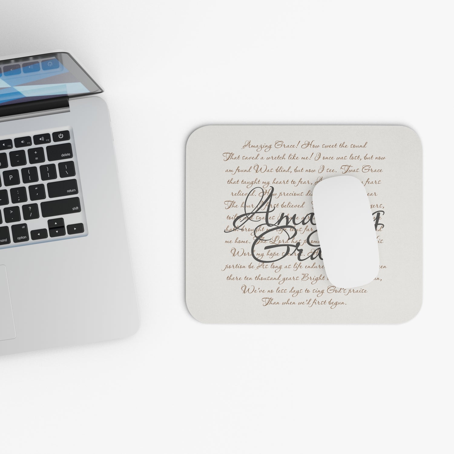 Elegant Mouse Pad with 'Amazing Grace' Calligraphy, Inspirational Gift for Home Office, Perfect for Christmas, Birthdays
