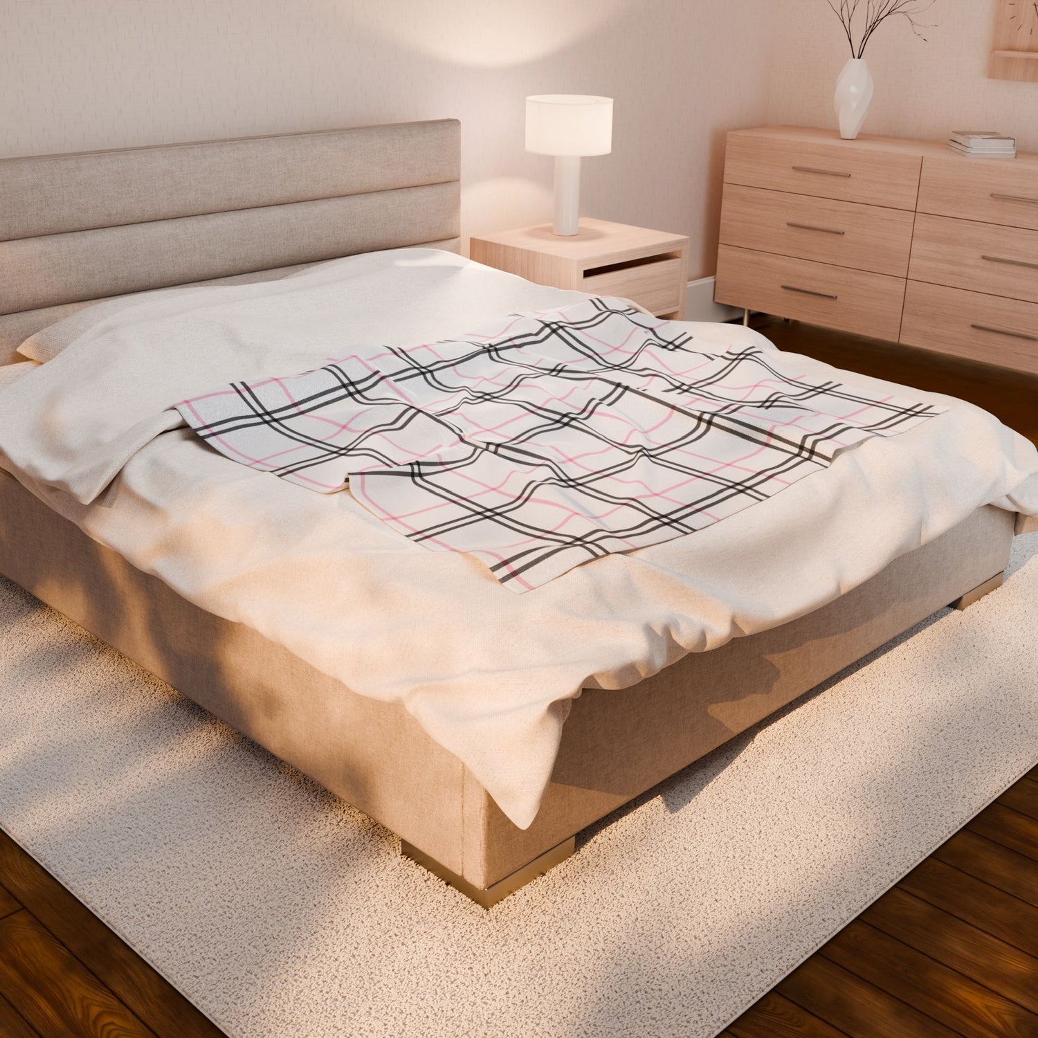 Cozy Plaid Velveteen Plush Blanket, Soft Throw for Home Decor, Perfect for Gifts, Relaxing, Holiday Comfort, Snuggling, Winter Warmth