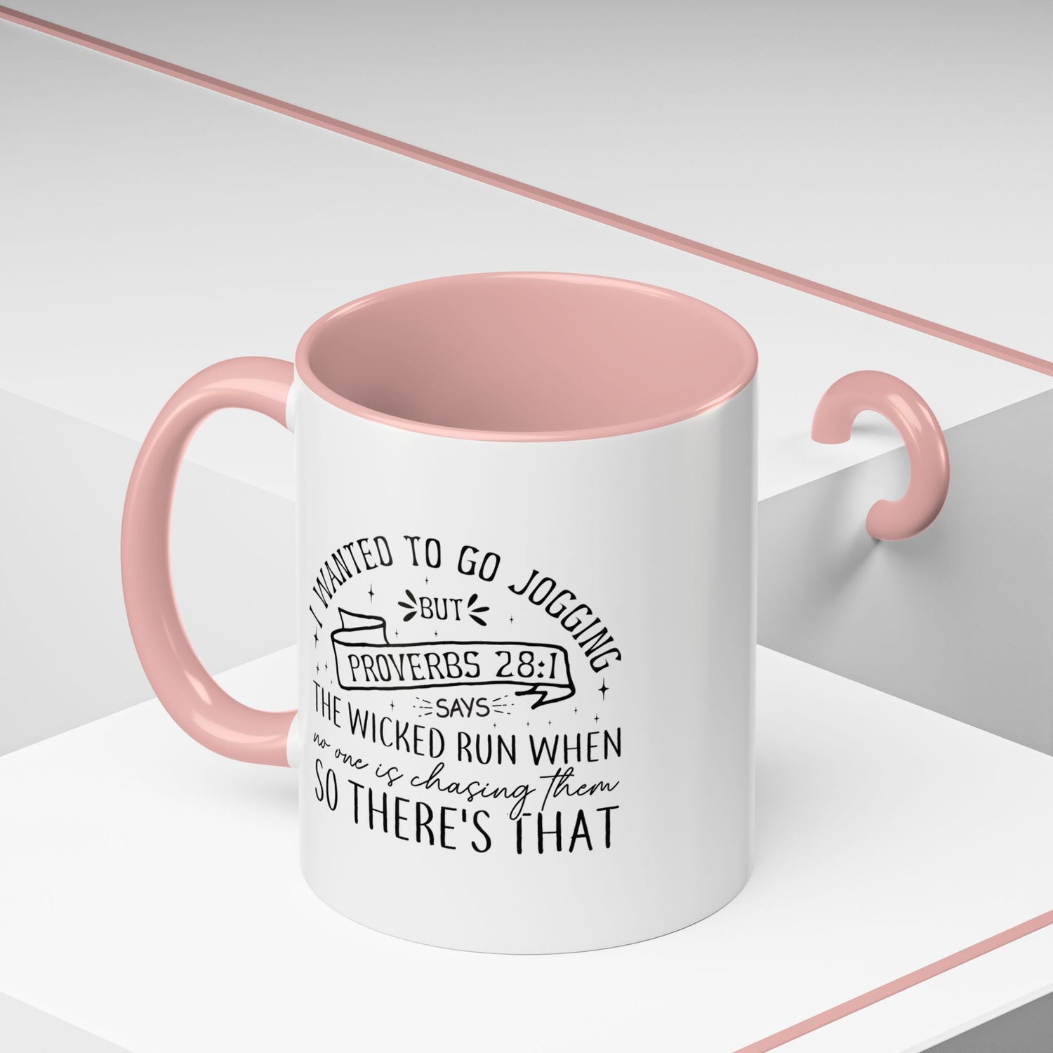 Inspirational Coffee Mug for Christian Joggers, Proverbs 28:1 Quote Mug, Funny Workout Gift, Motivational Drinkware, Exercise Humor