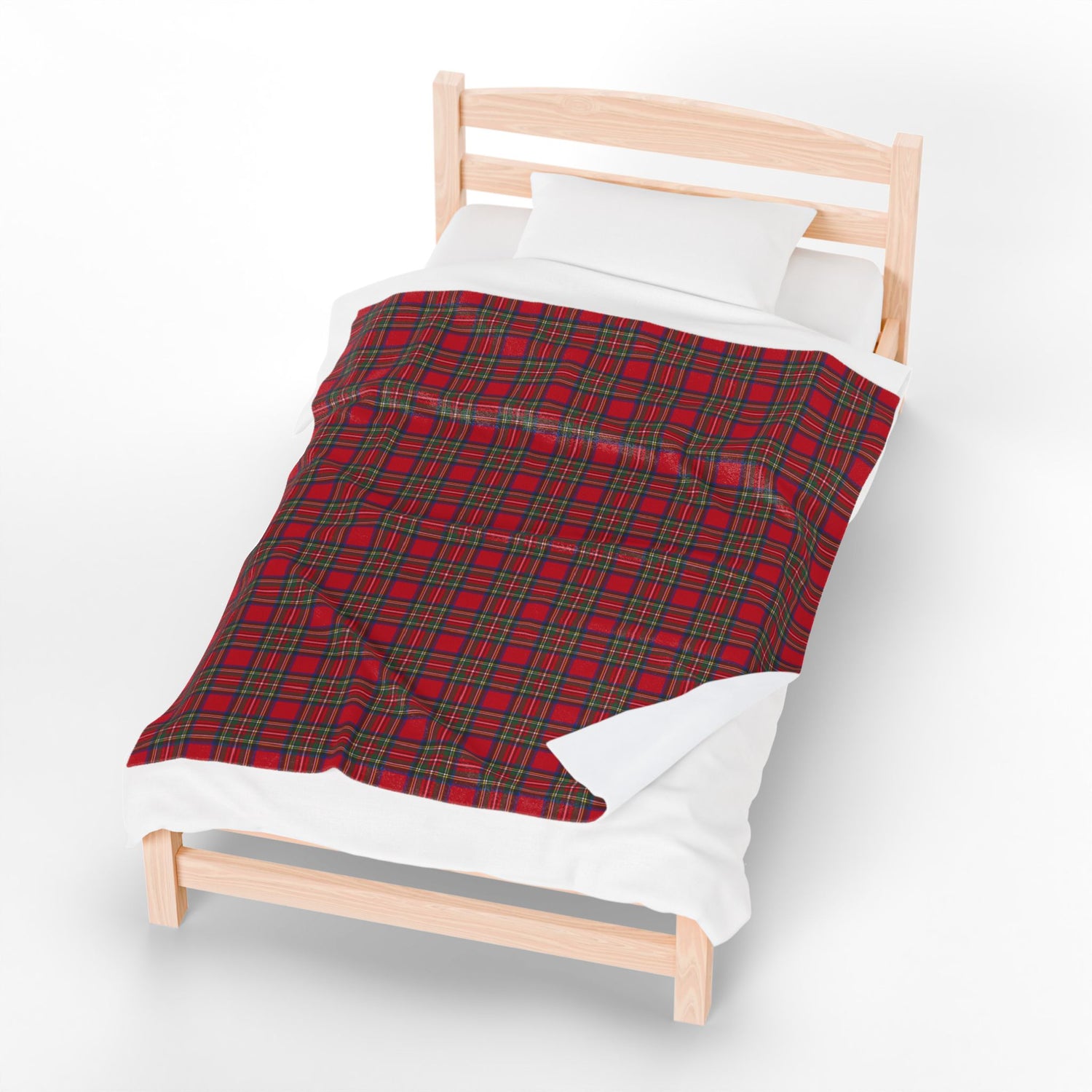 Cozy Plaid Velveteen Blanket Throw in Red Tartan Plaid