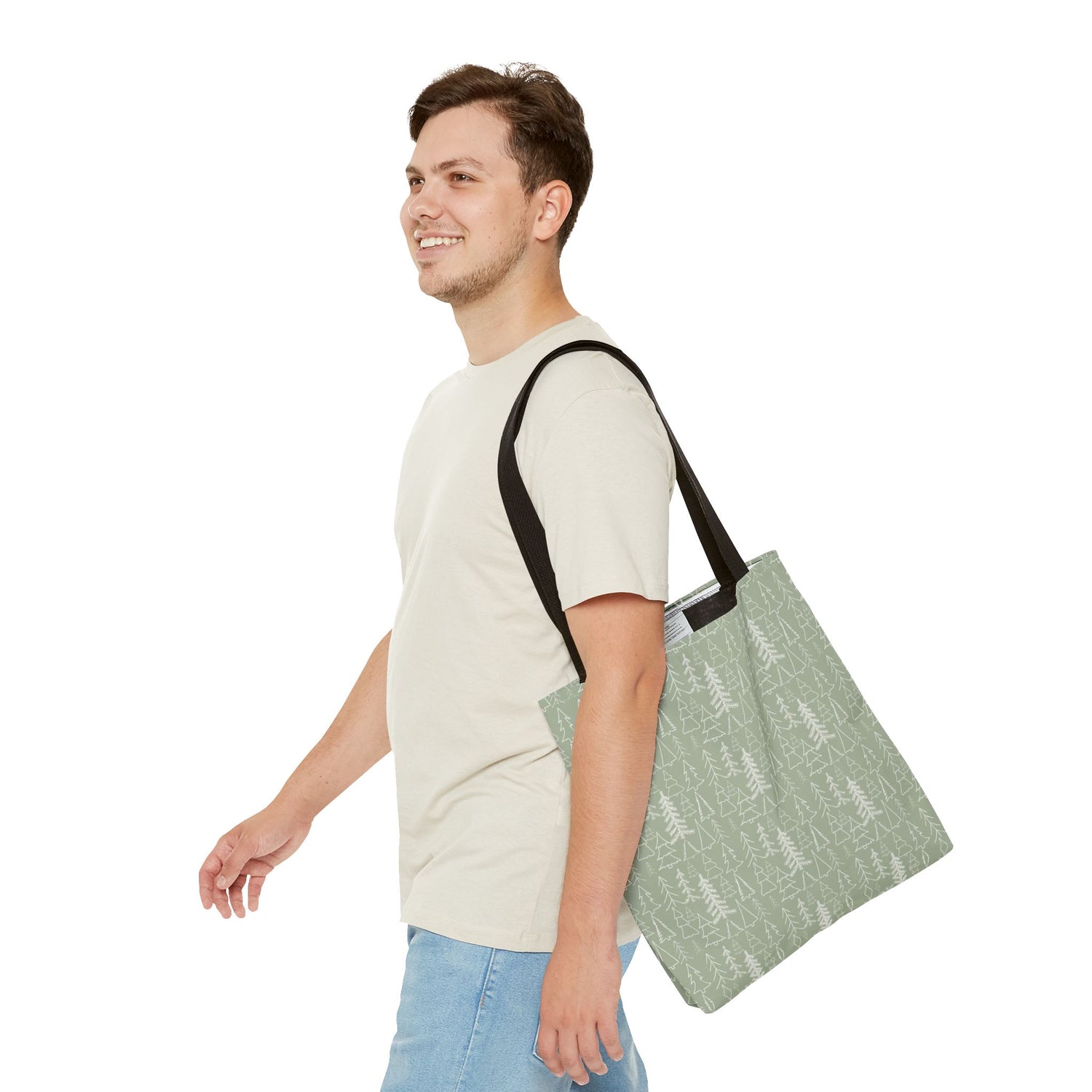 Cream Christmas Trees Tote Bag