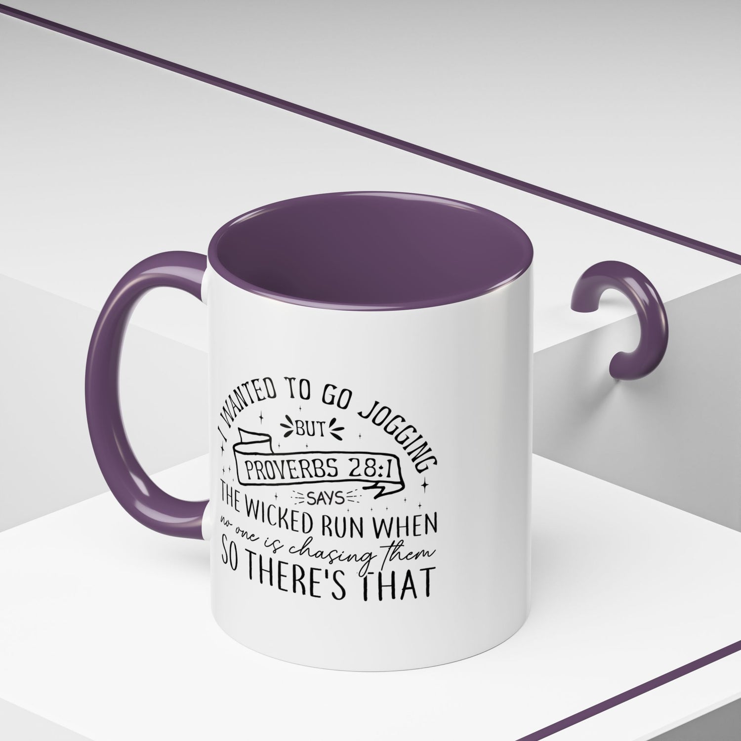 Inspirational Coffee Mug for Christian Joggers, Proverbs 28:1 Quote Mug, Funny Workout Gift, Motivational Drinkware, Exercise Humor