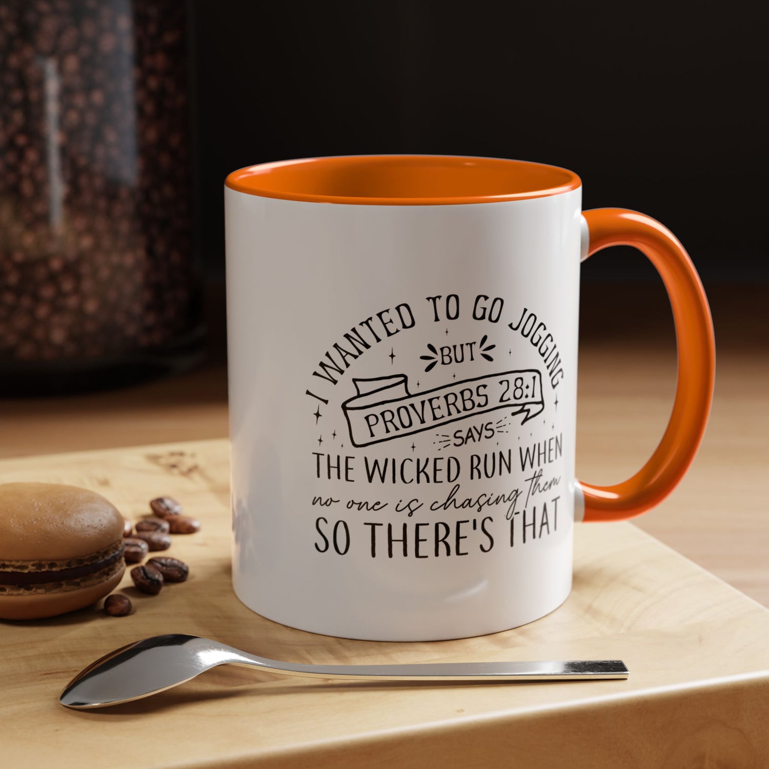 Inspirational Coffee Mug for Christian Joggers, Proverbs 28:1 Quote Mug, Funny Workout Gift, Motivational Drinkware, Exercise Humor
