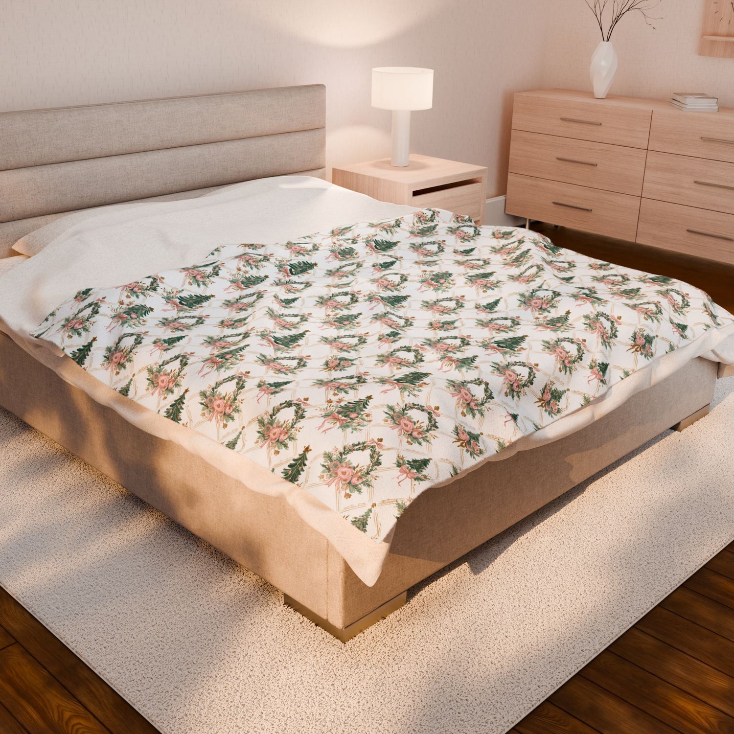 Elegant Christmas Trees Velveteen Plush Blanket