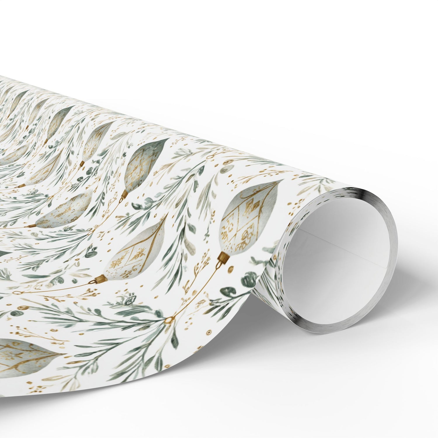 Premium Wrapping Paper – Green Gold Ornaments