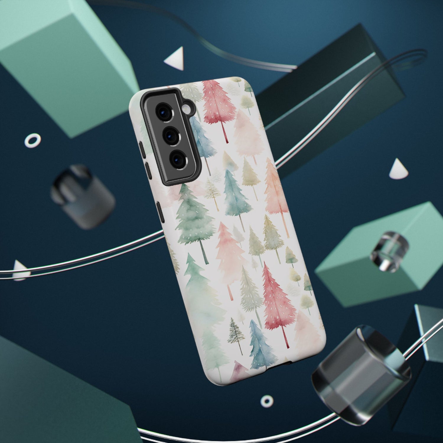 Watercolor Christmas Trees Impact-Resistant Phone Case, iPhone, Samsung