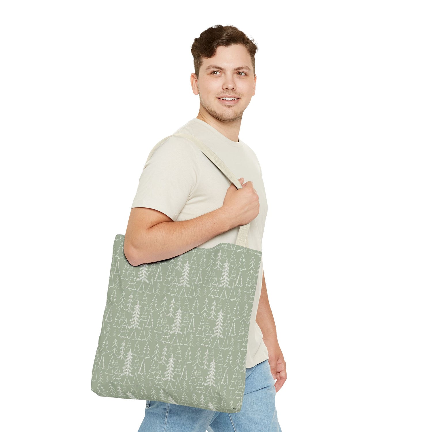 Cream Christmas Trees Tote Bag