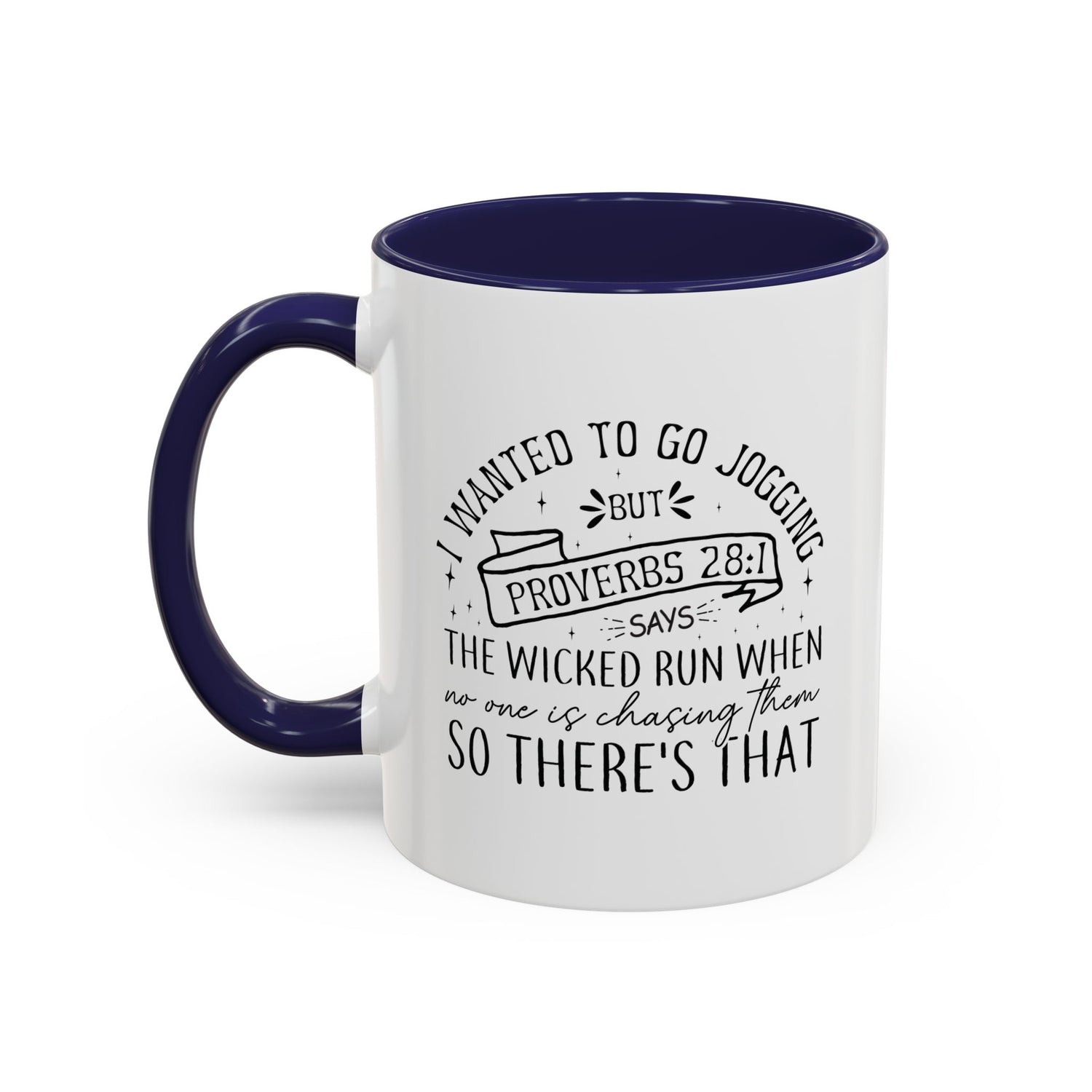 Inspirational Coffee Mug for Christian Joggers, Proverbs 28:1 Quote Mug, Funny Workout Gift, Motivational Drinkware, Exercise Humor