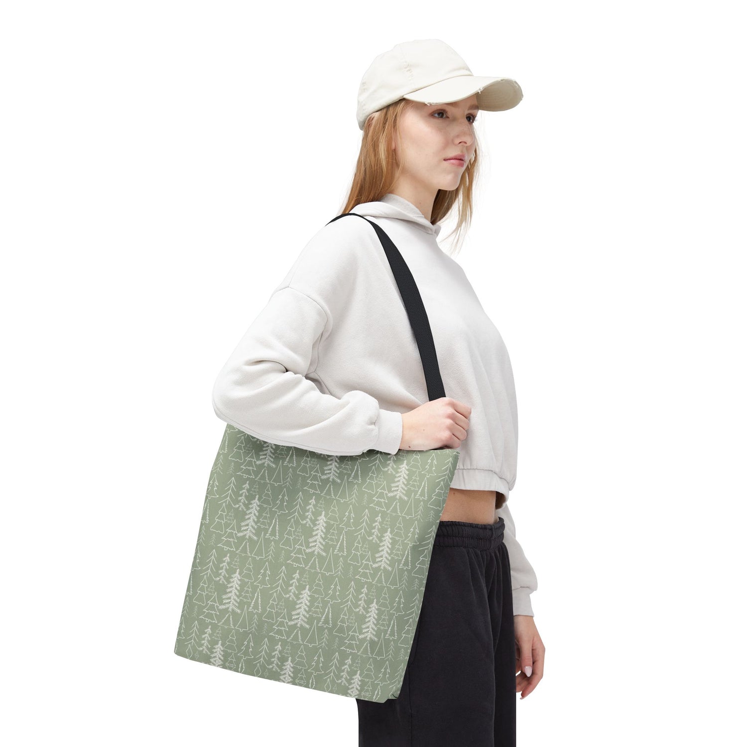 Cream Christmas Trees Tote Bag
