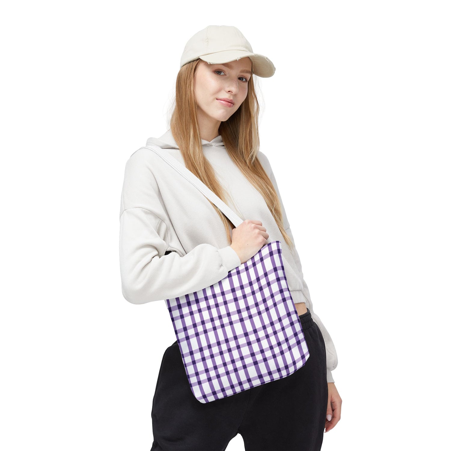 Purple Plaid Tote Bag