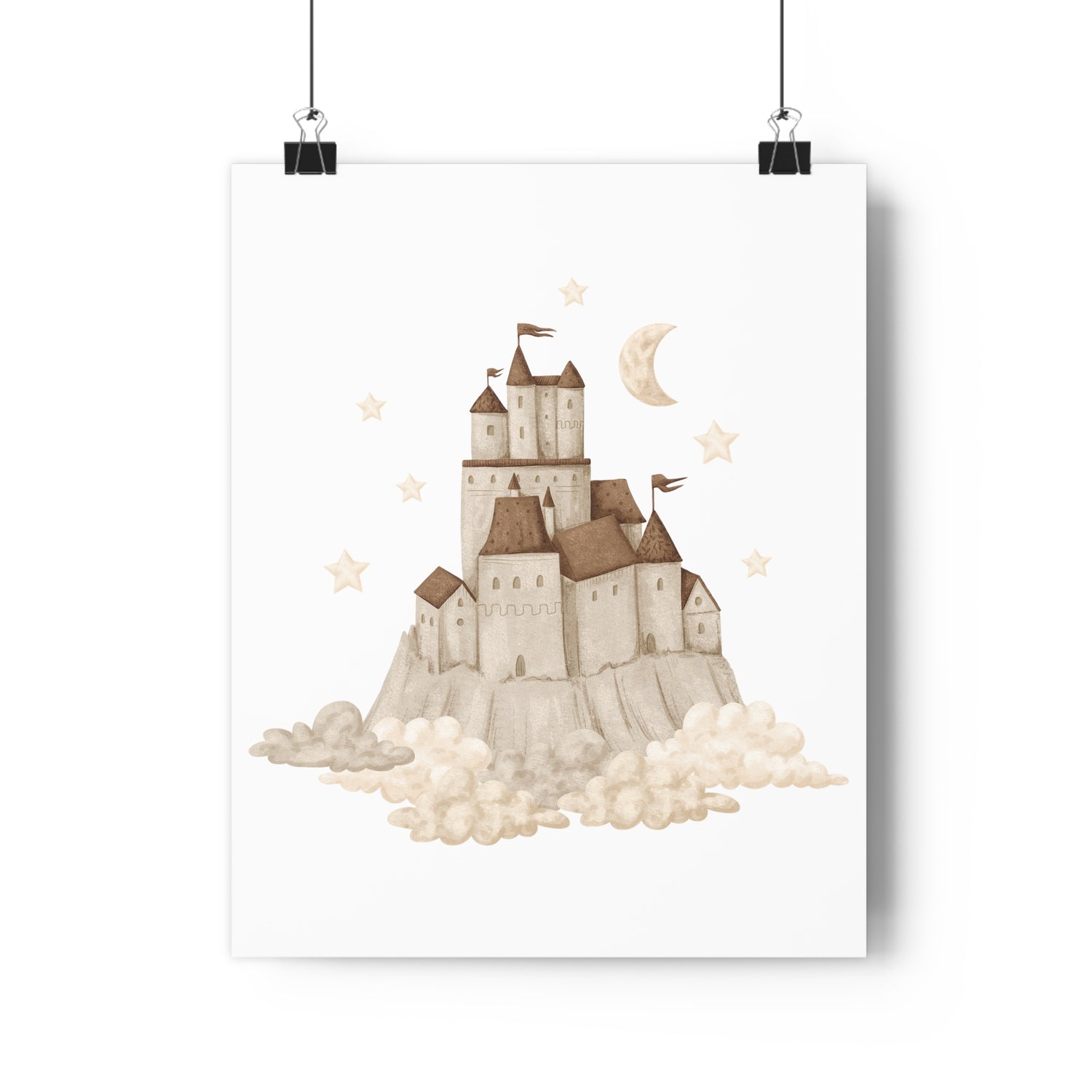 Giclée Art Print Watercolor Memories of Dreams Neutral Sandcastle
