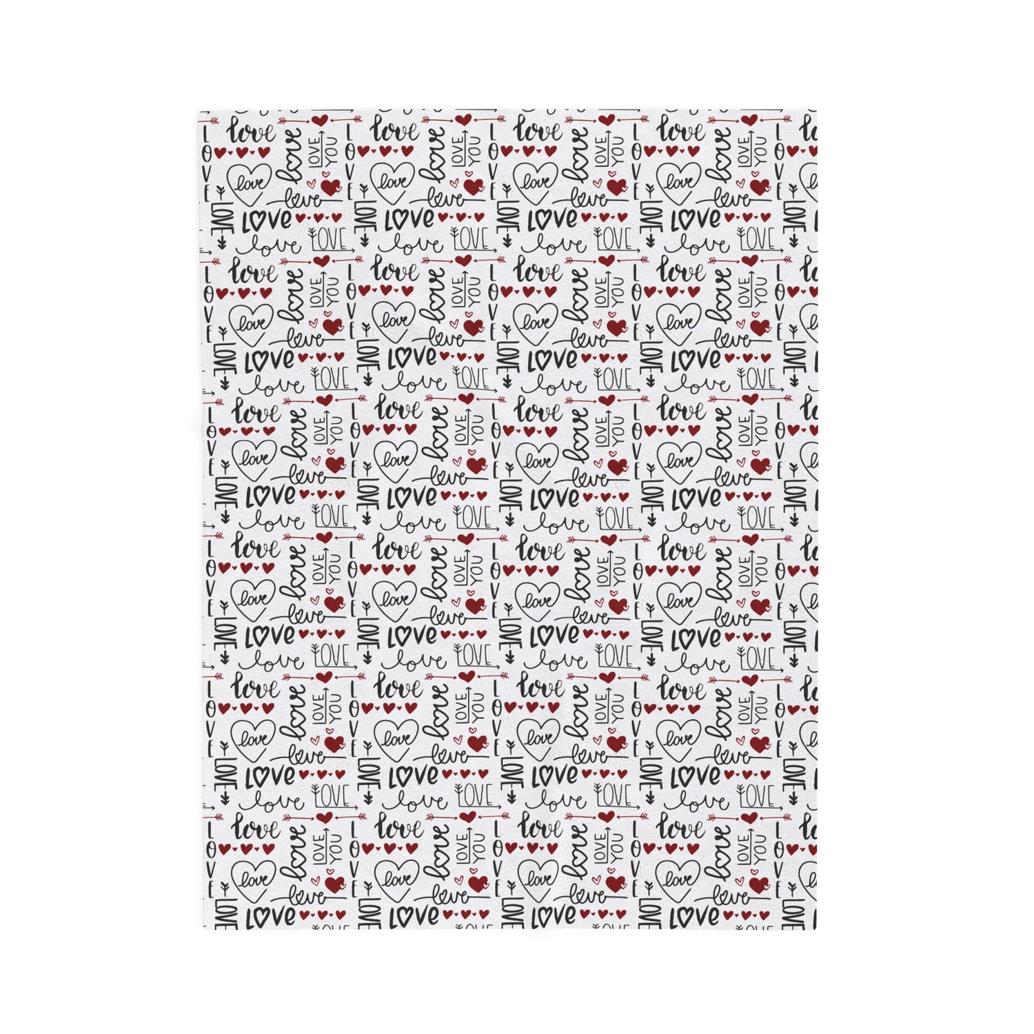 Cozy Love Print Velveteen Blanket - Valentine's Day Gift, Soft Luxury, Home Decor, Bedspread, Snuggle Throw