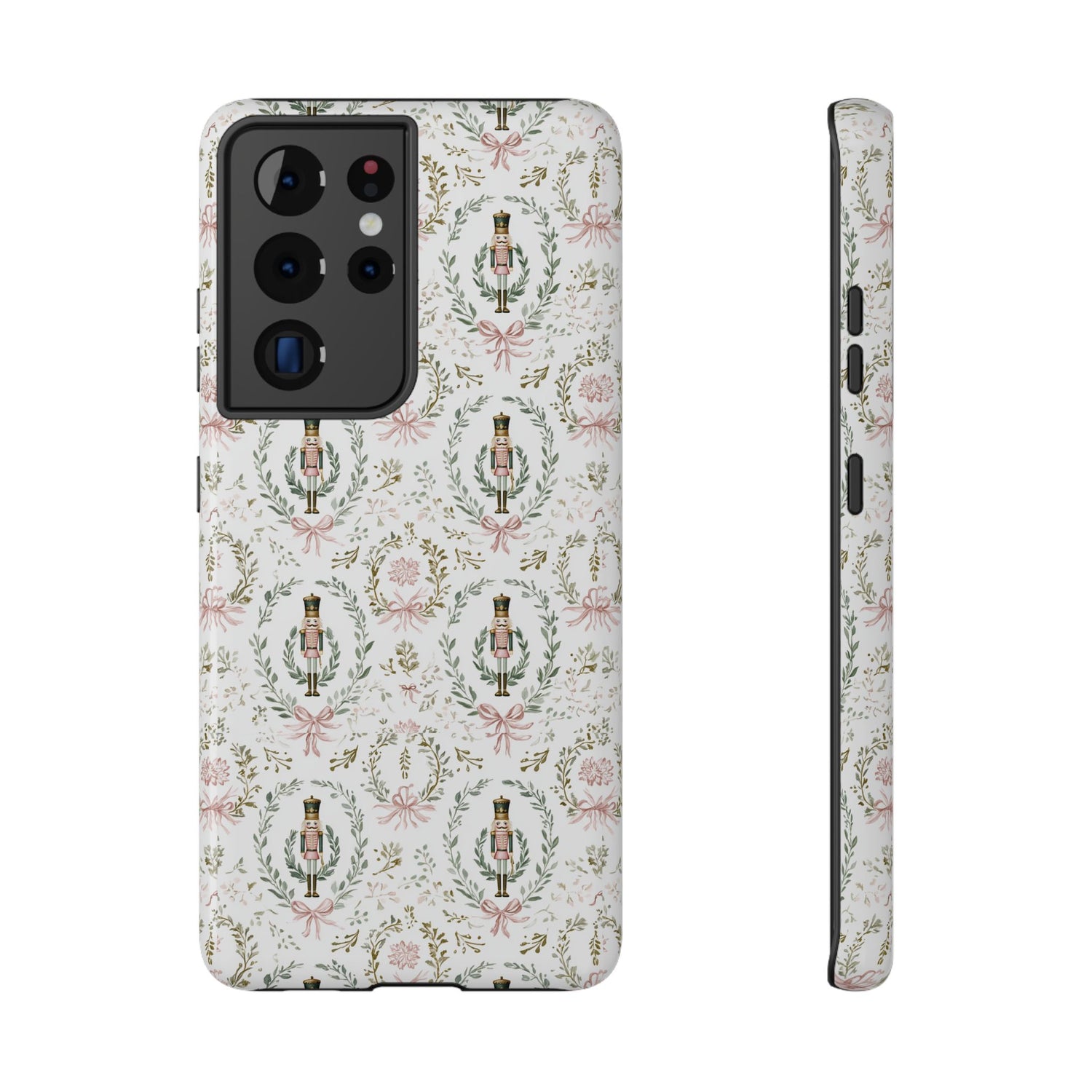 Phone case with floral and decorative design on a white background