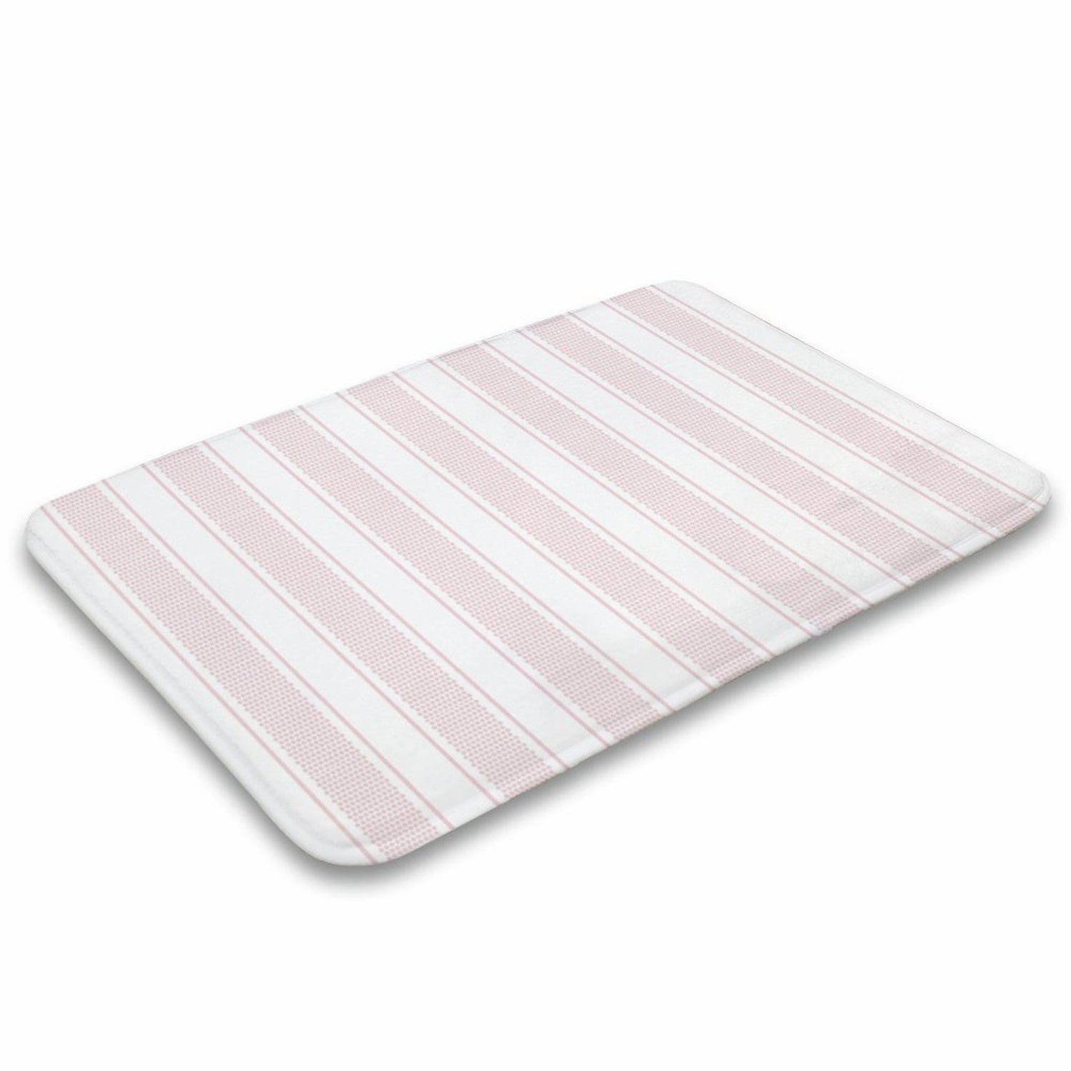 Plush Bath Mat- French Stripe Pink
