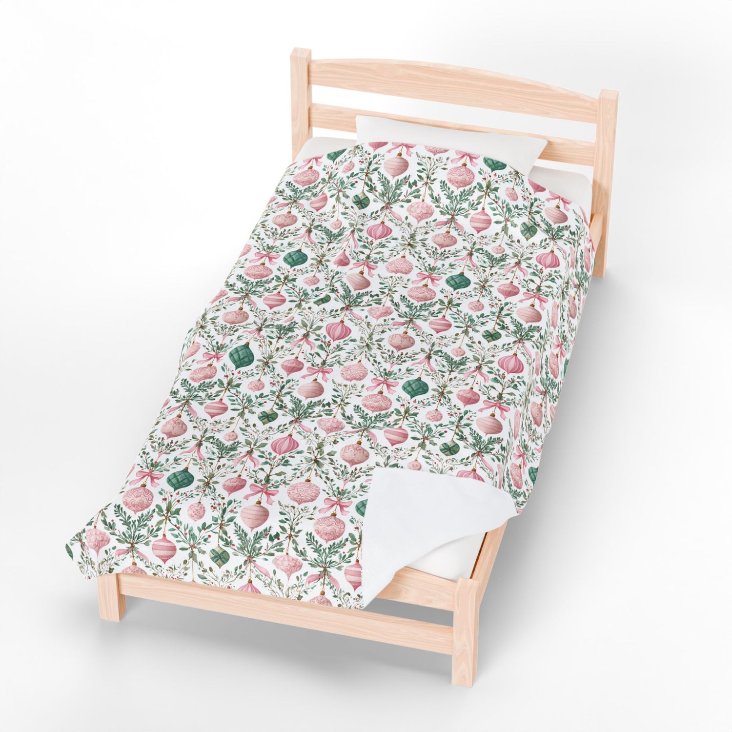 Pink Green Ornaments Velveteen Blanket