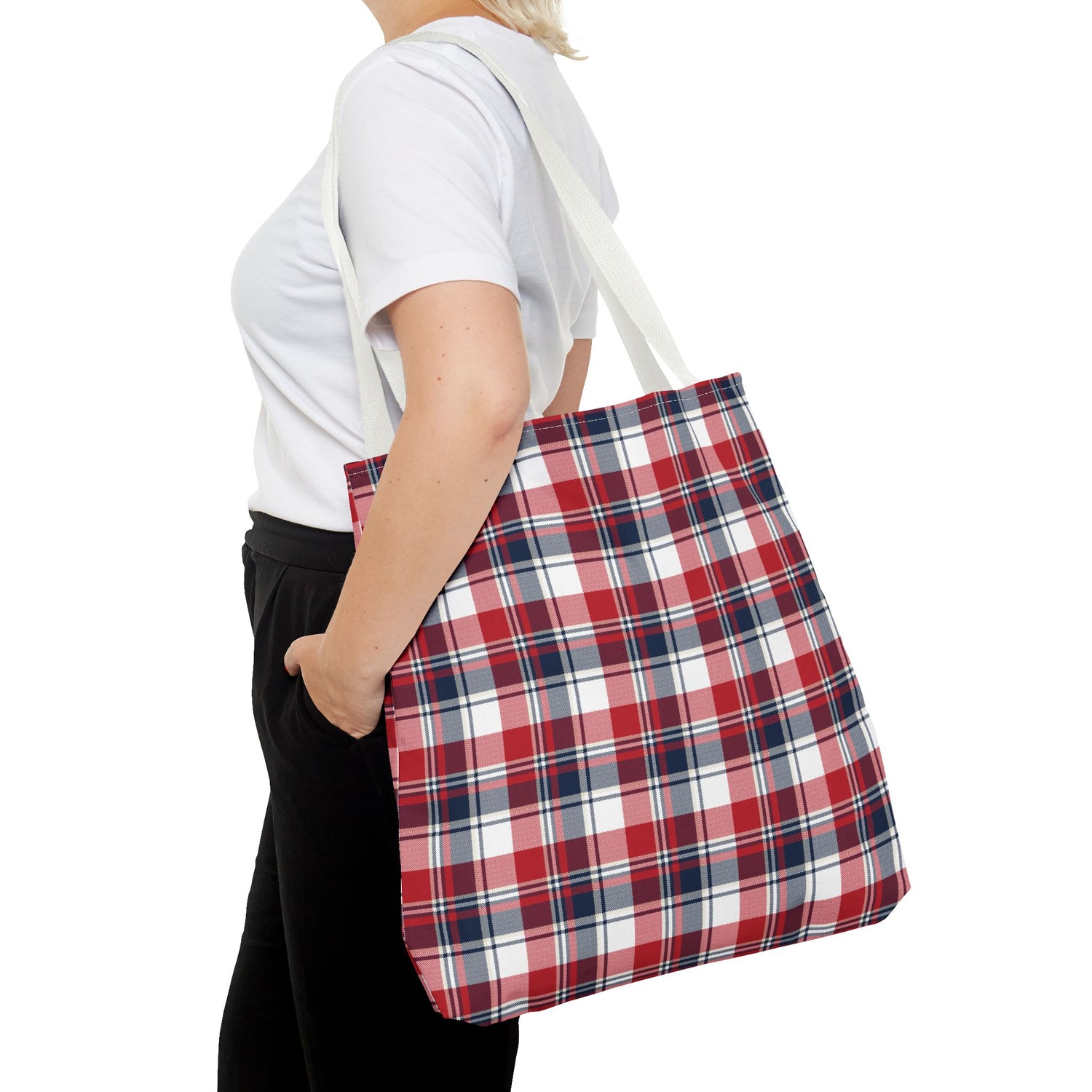 4th of July Plaid Tote Bag