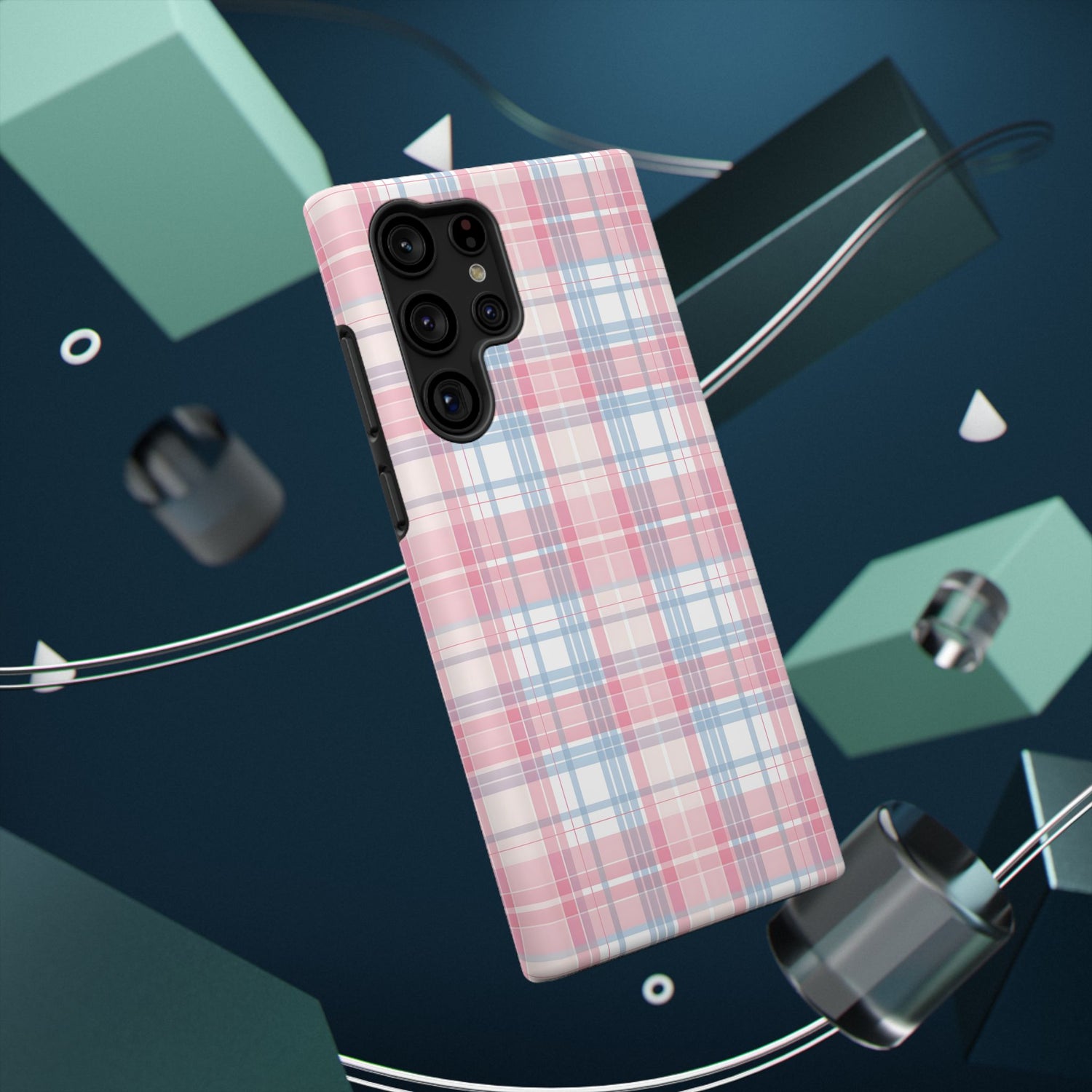Impact-Resistant Cases-Spring Plaid Pink Blue