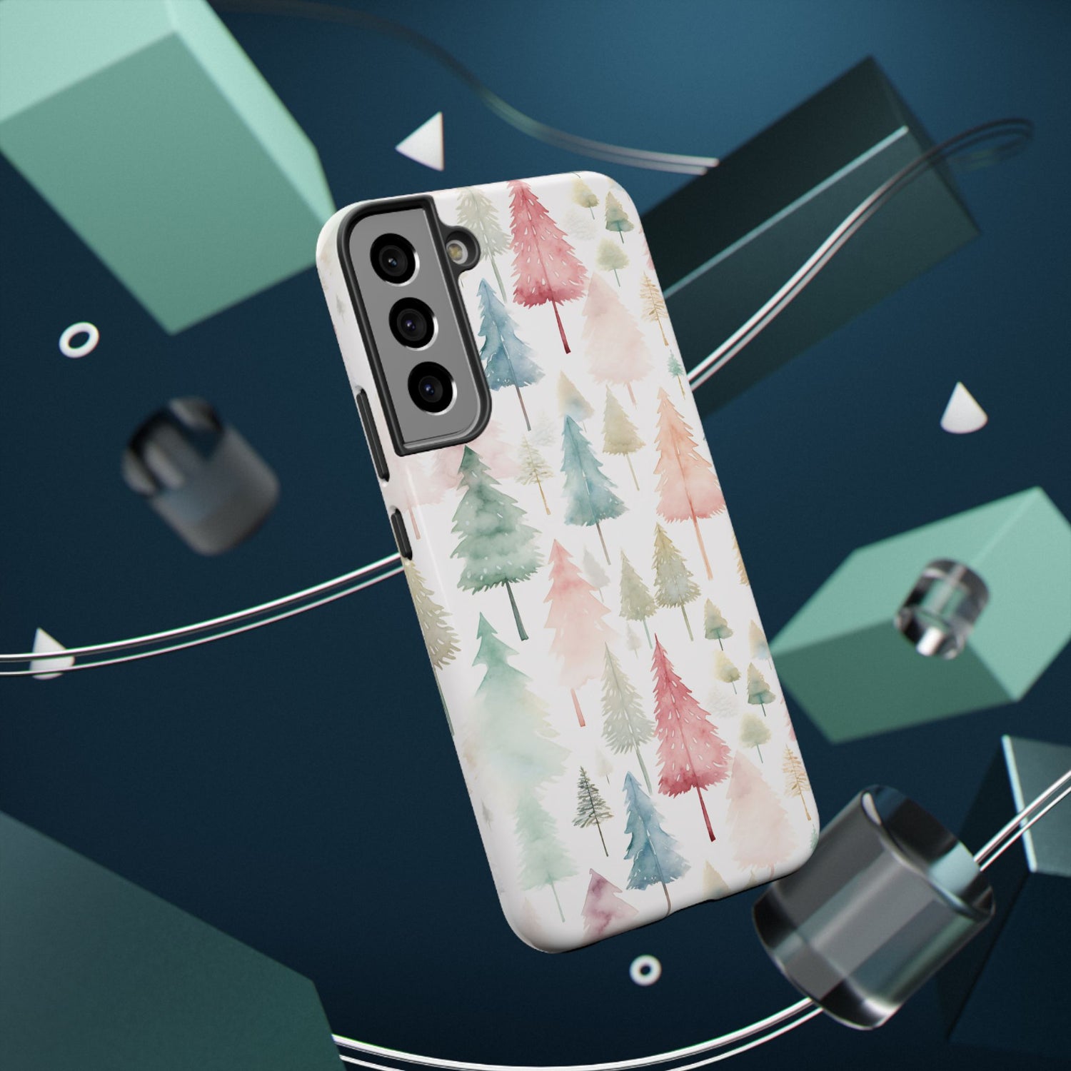 Watercolor Christmas Trees Impact-Resistant Phone Case, iPhone, Samsung