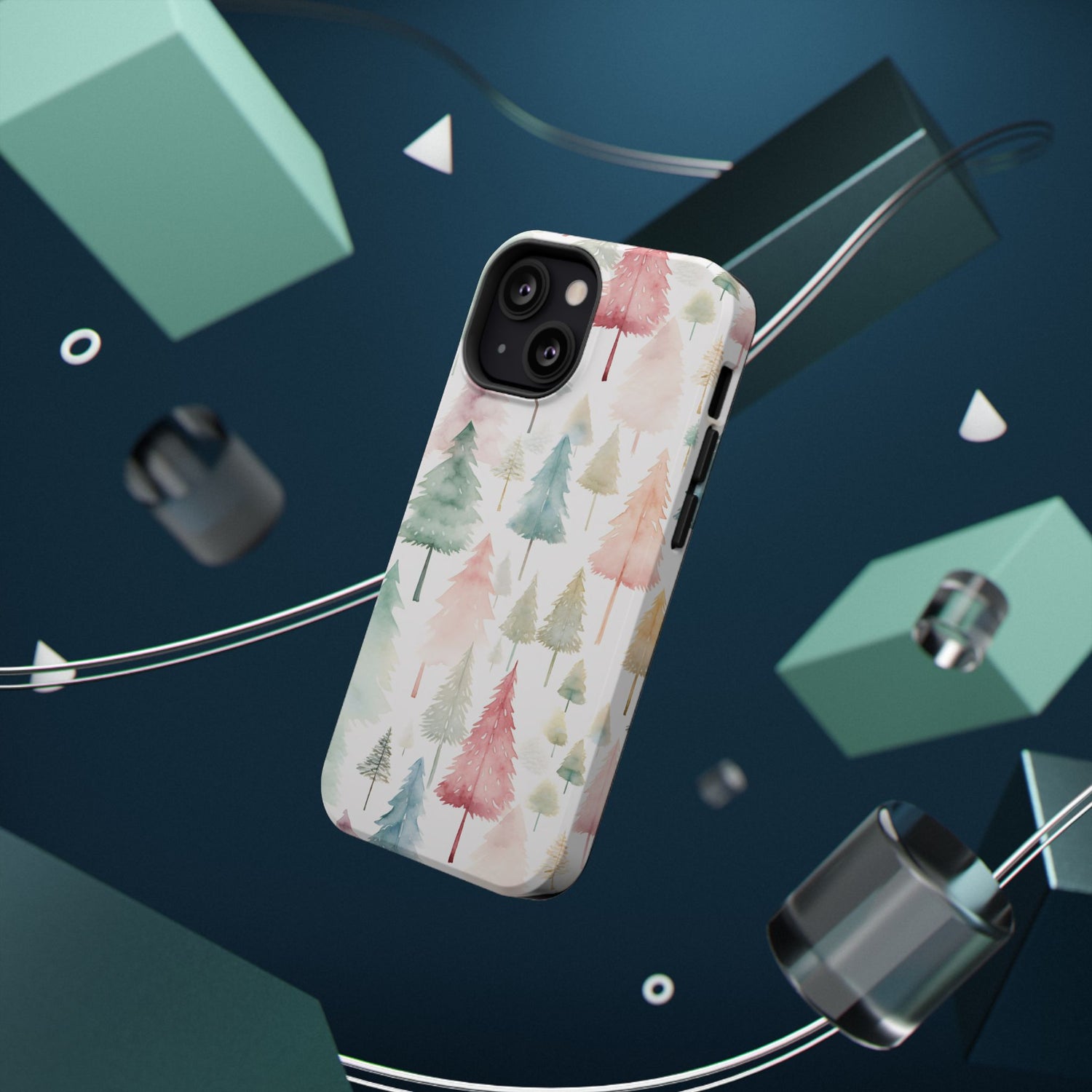 Watercolor Christmas Trees Impact-Resistant Phone Case, iPhone, Samsung