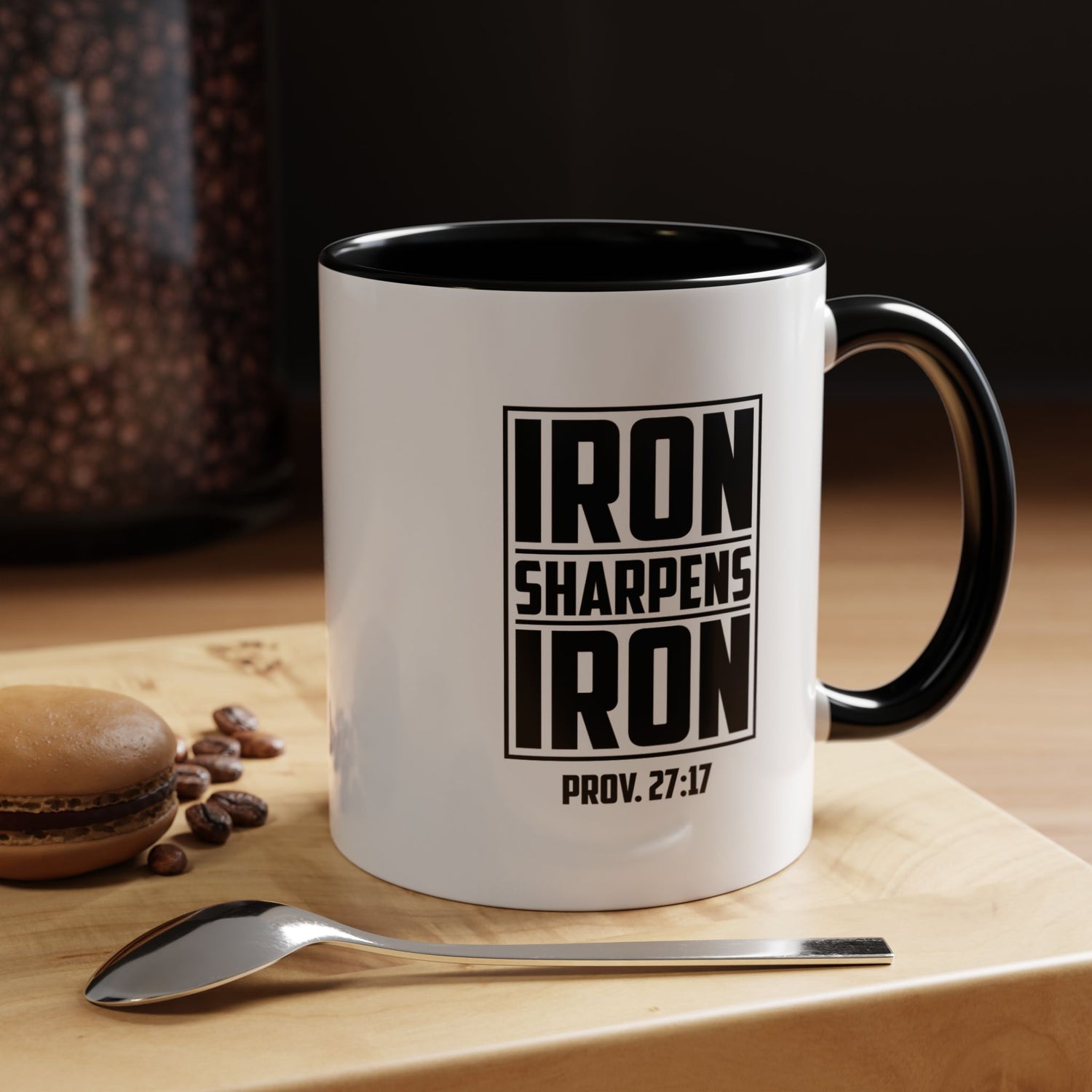 Iron Sharpens Iron Coffee Mug - Inspirational Gift for Friends, Motivational Mug, Proverbs 27:17, Home Office Coffee Cup, Encouragement Mug