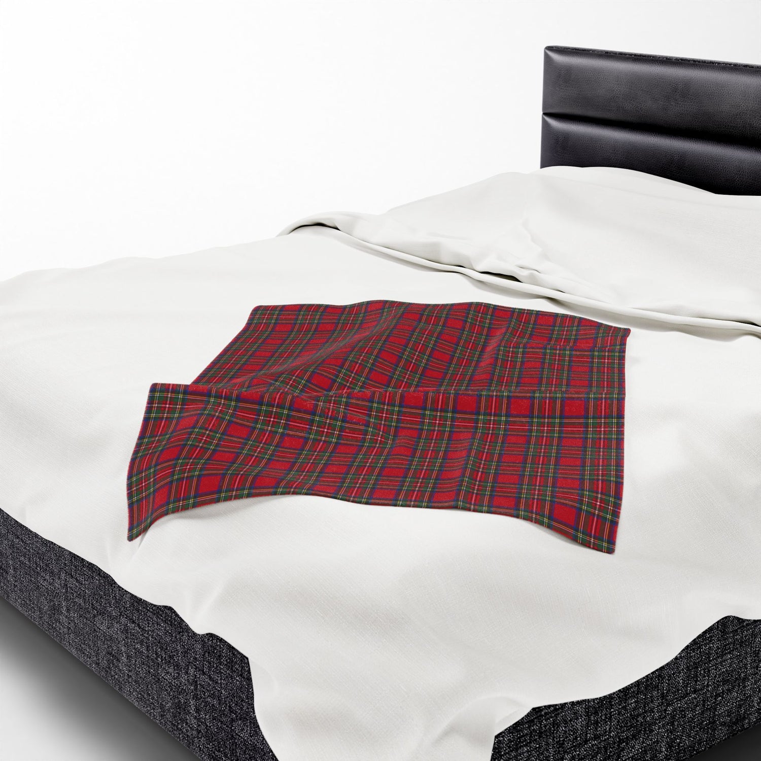 Cozy Plaid Velveteen Blanket Throw in Red Tartan Plaid