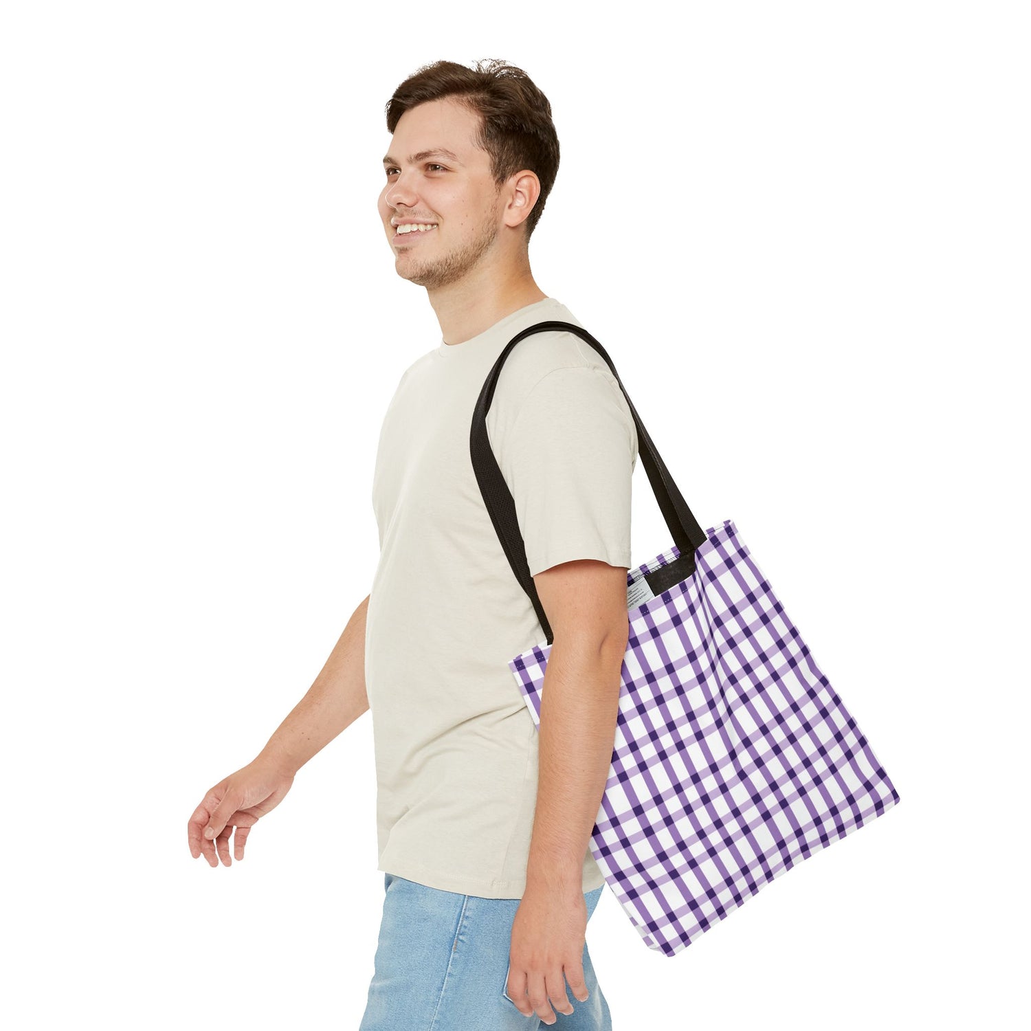 Purple Plaid Tote Bag