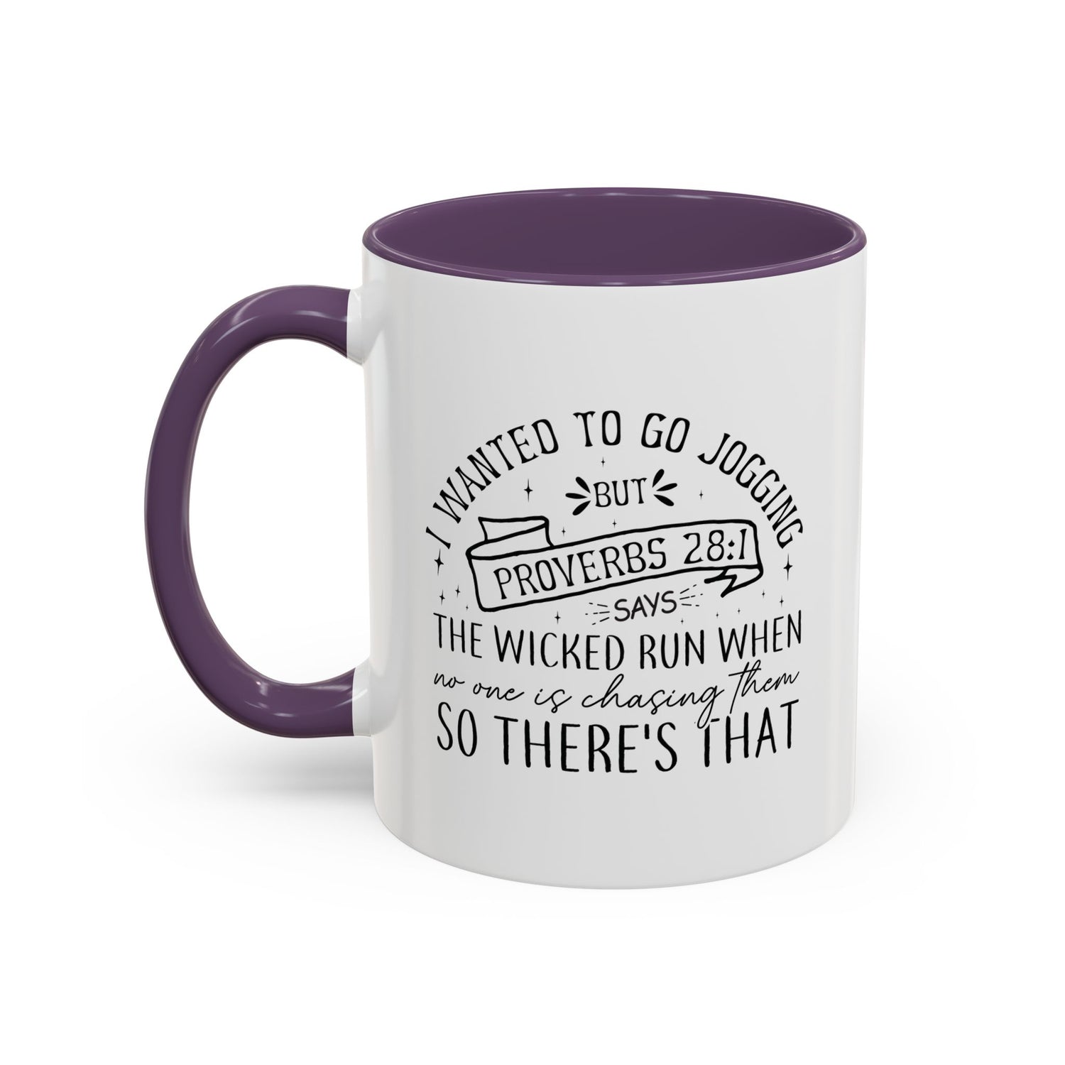 Inspirational Coffee Mug for Christian Joggers, Proverbs 28:1 Quote Mug, Funny Workout Gift, Motivational Drinkware, Exercise Humor