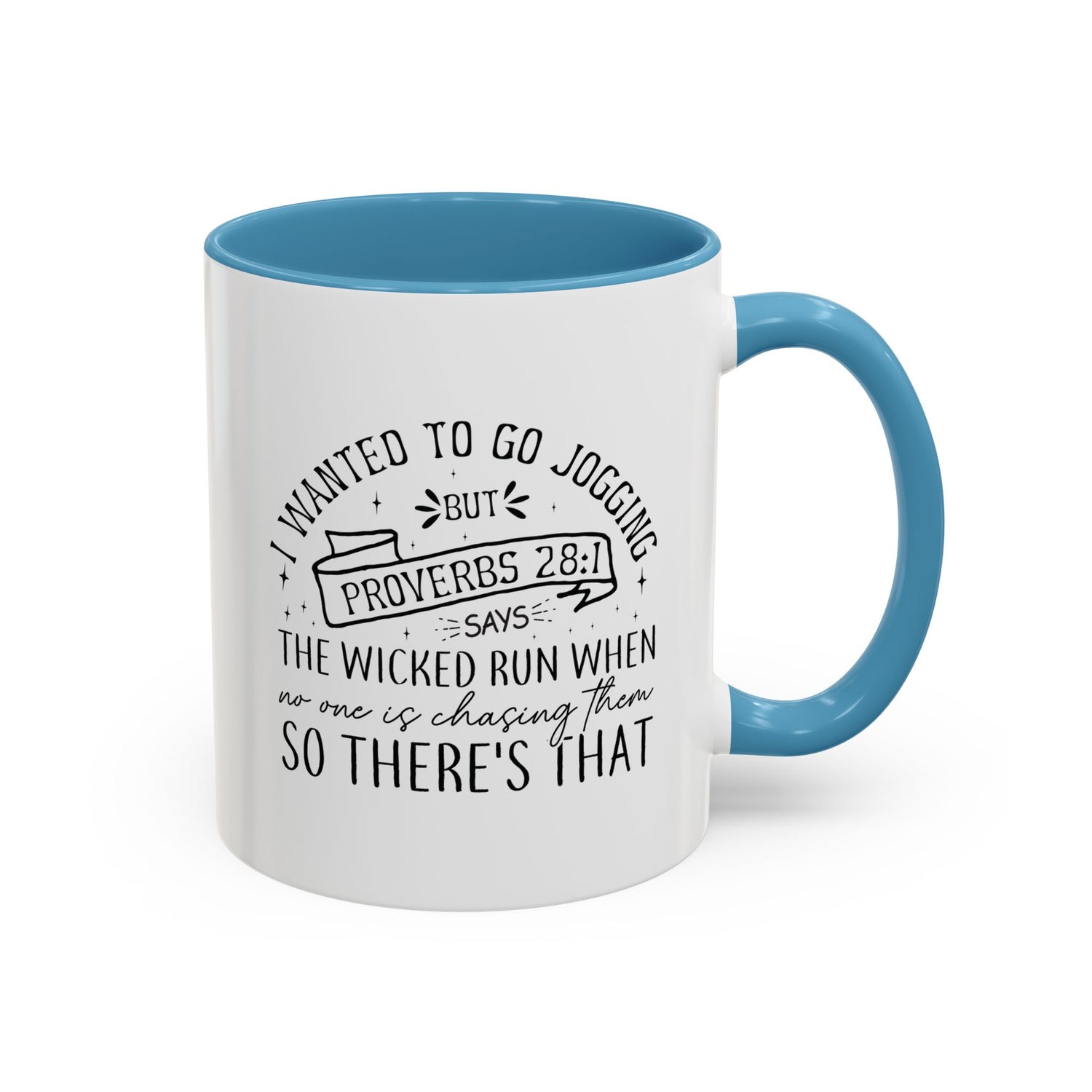 Inspirational Coffee Mug for Christian Joggers, Proverbs 28:1 Quote Mug, Funny Workout Gift, Motivational Drinkware, Exercise Humor