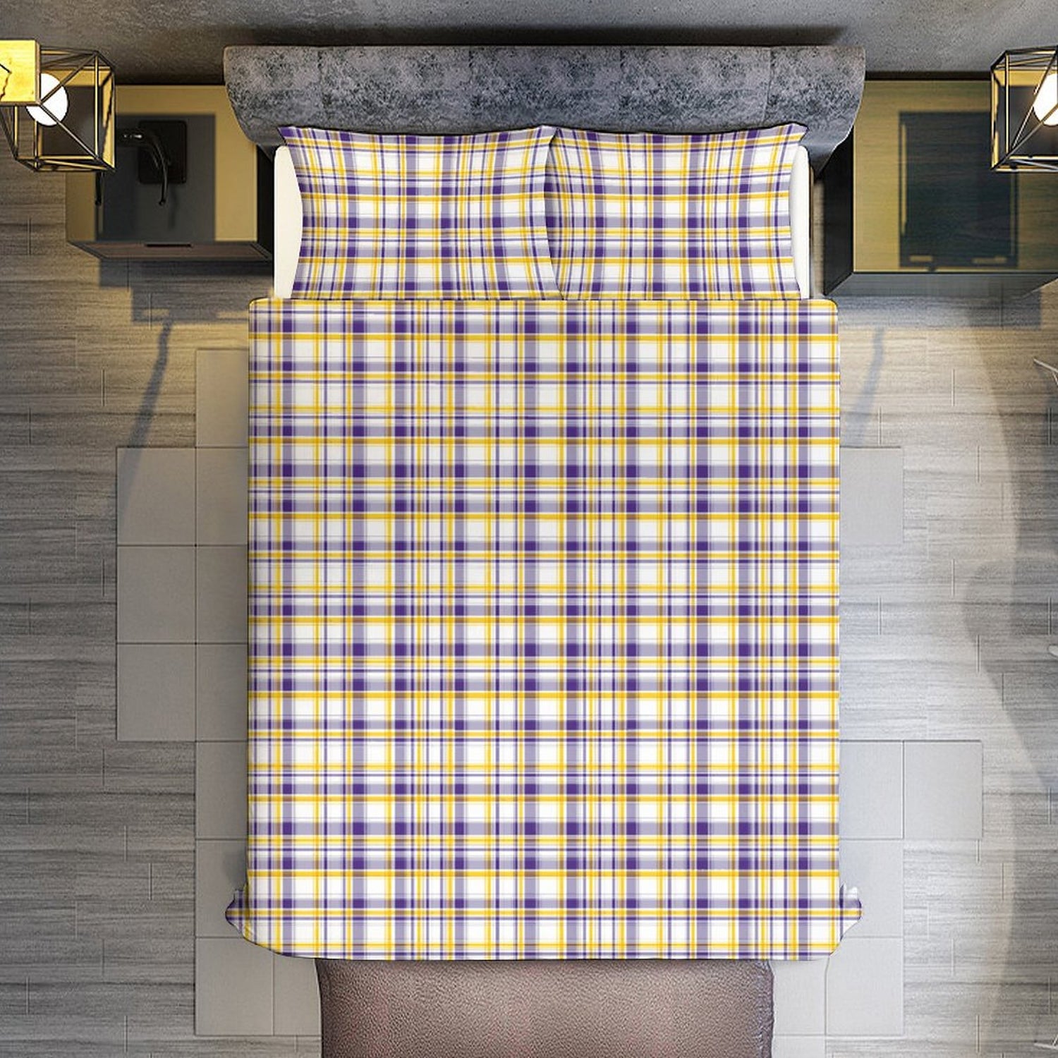 Tiger Plaid 3-Piece Reversible Duvet Cover & Pillow Sham Set – Full/Queen