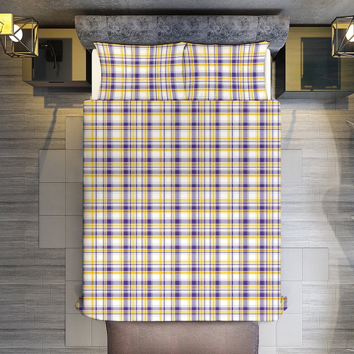 Tiger Plaid 3-Piece Reversible Duvet Cover & Pillow Sham Set – Twin